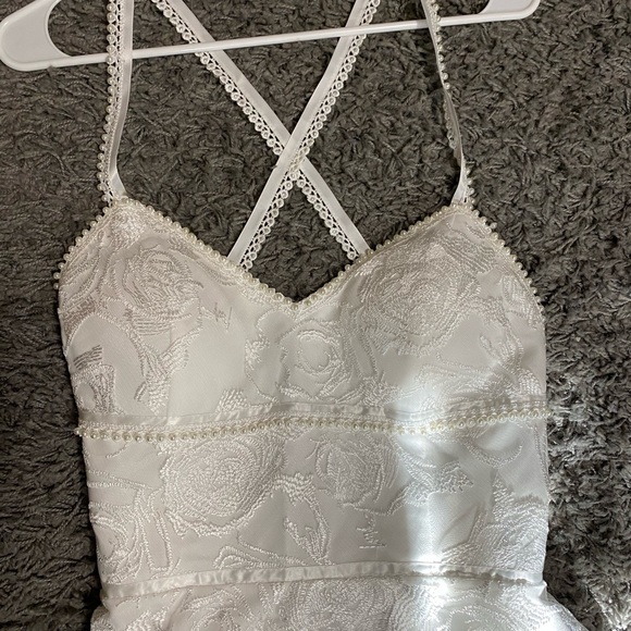 Halter Empire White Lace Prom Wedding, or Evening Dress - Picture 3 of 11